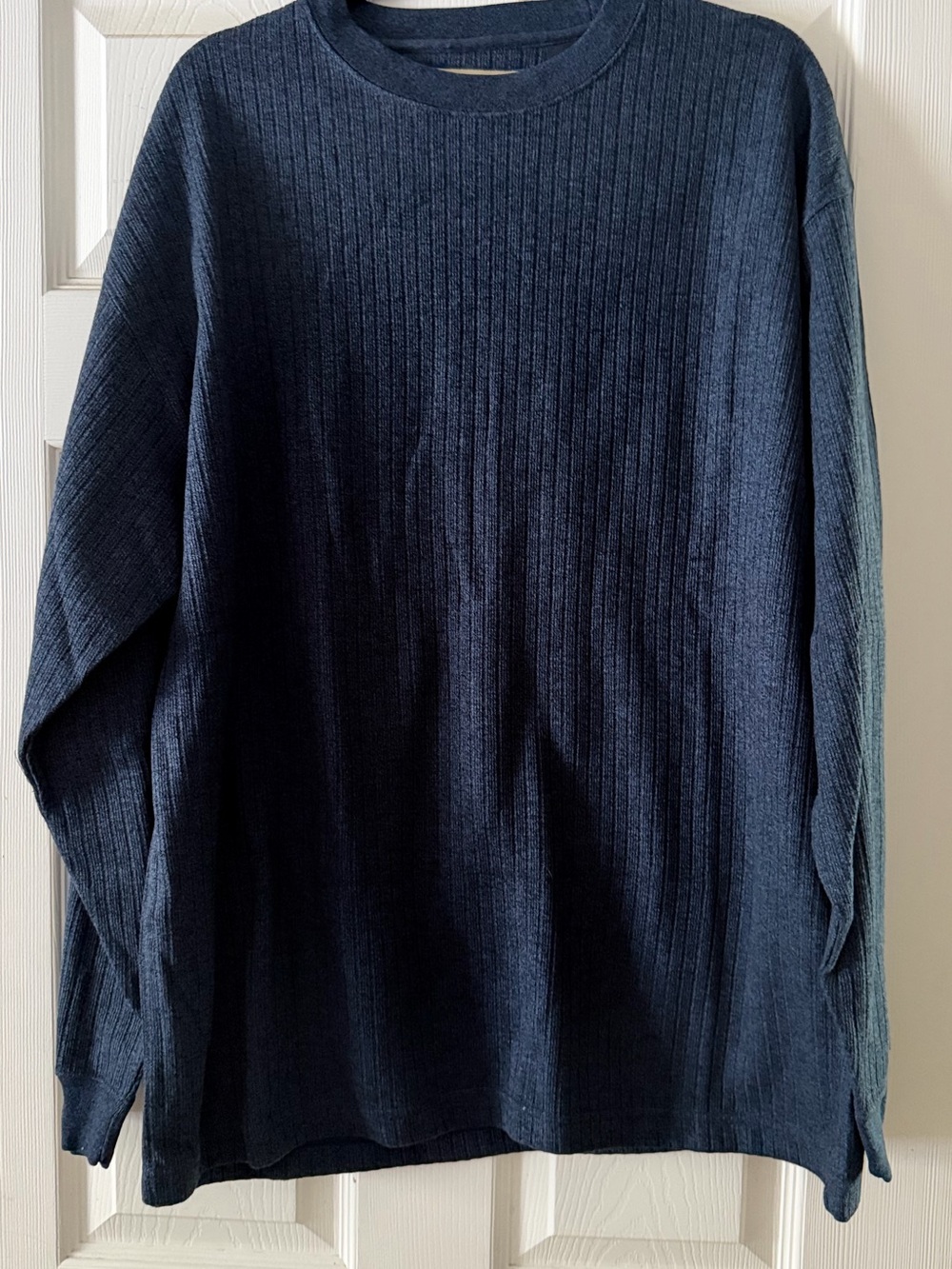 Naturalife Sweater Men's Large Heathered Blue Y2K Ribbed